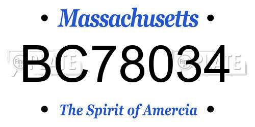 BC78034 Massachusetts License Plate