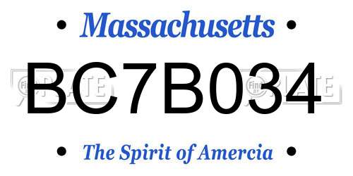 BC7B034 Massachusetts License Plate
