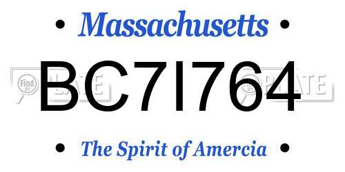 BC7I764 Massachusetts License Plate