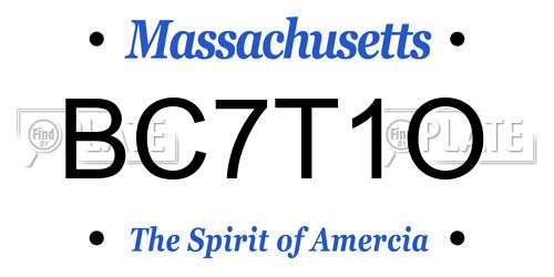 BC7T1O Massachusetts License Plate