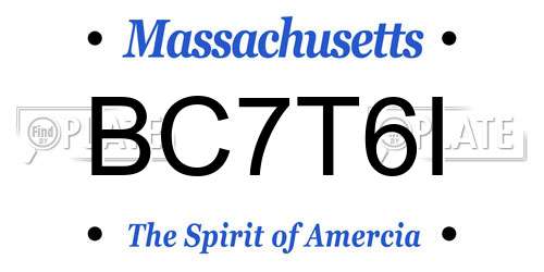 BC7T6I Massachusetts License Plate
