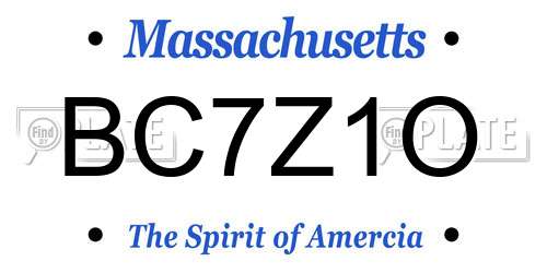 BC7Z1O Massachusetts License Plate