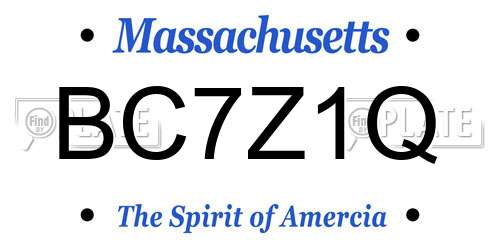 BC7Z1Q Massachusetts License Plate