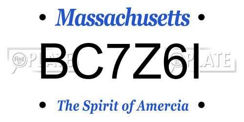 BC7Z6I Massachusetts License Plate