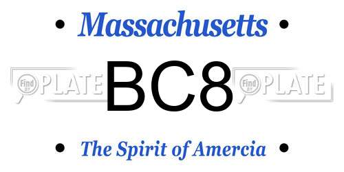 BC8 Massachusetts License Plate