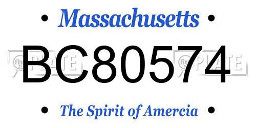 BC80574 Massachusetts License Plate