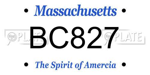 BC827 Massachusetts License Plate