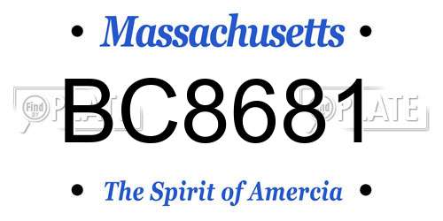 BC8681 Massachusetts License Plate
