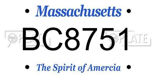BC8751 Massachusetts License Plate