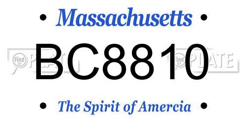 BC8810 Massachusetts License Plate