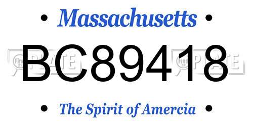 BC89418 Massachusetts License Plate