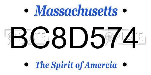 BC8D574 Massachusetts License Plate