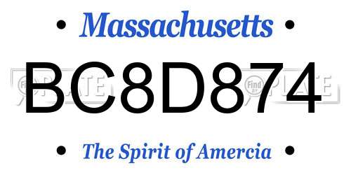 BC8D874 Massachusetts License Plate