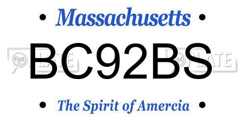 BC92BS Massachusetts License Plate