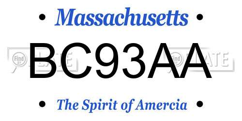 BC93AA Massachusetts License Plate