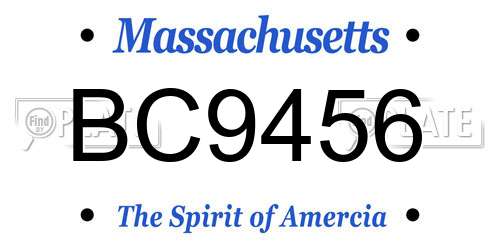BC9456 Massachusetts License Plate