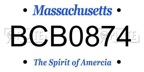 BCB0874 Massachusetts License Plate