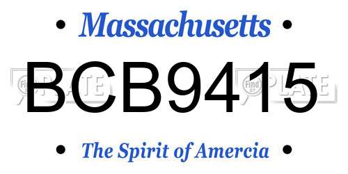 BCB9415 Massachusetts License Plate