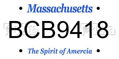 BCB9418 Massachusetts License Plate