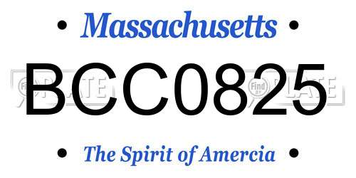 BCC0825 Massachusetts License Plate