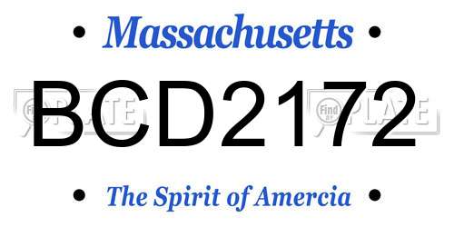 BCD2172 Massachusetts License Plate