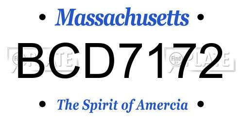BCD7172 Massachusetts License Plate