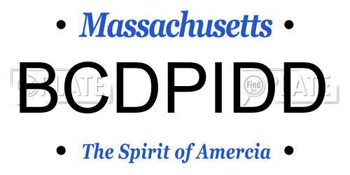 BCDPIDD Massachusetts License Plate