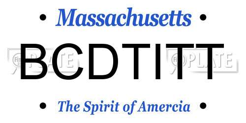 BCDTITT Massachusetts License Plate