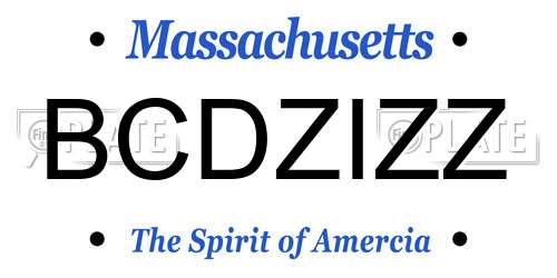 BCDZIZZ Massachusetts License Plate