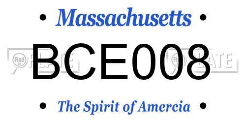 BCE008 Massachusetts License Plate