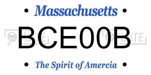 BCE00B Massachusetts License Plate