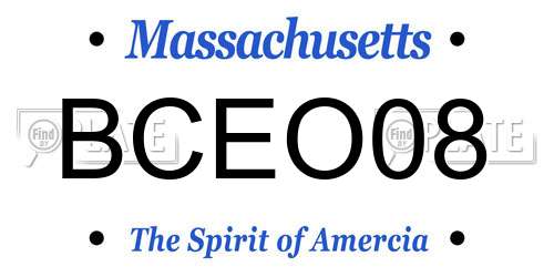 BCEO08 Massachusetts License Plate