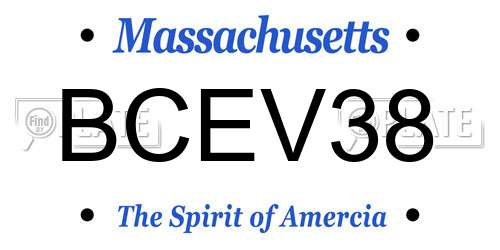 BCEV38 Massachusetts License Plate