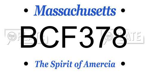BCF378 Massachusetts License Plate