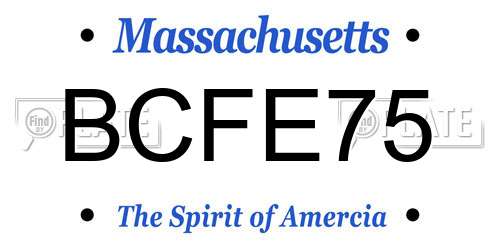 BCFE75 Massachusetts License Plate
