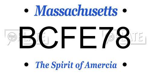 BCFE78 Massachusetts License Plate