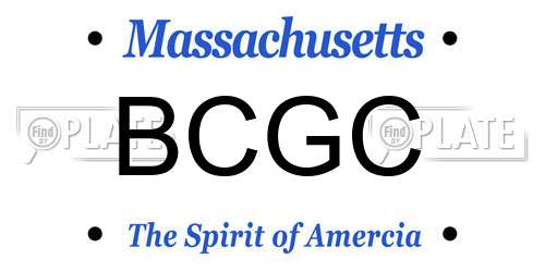 BCGC Massachusetts License Plate