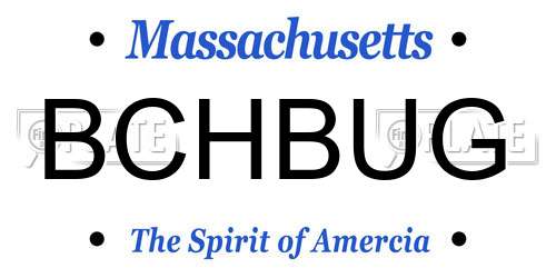 BCHBUG Massachusetts License Plate