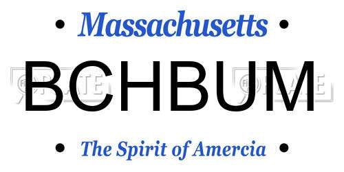 BCHBUM Massachusetts License Plate