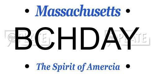 BCHDAY Massachusetts License Plate