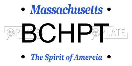 BCHPT Massachusetts License Plate