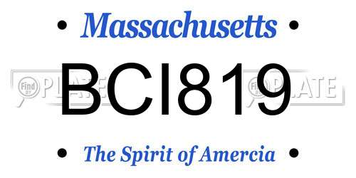 BCI819 Massachusetts License Plate
