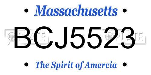 BCJ5523 Massachusetts License Plate