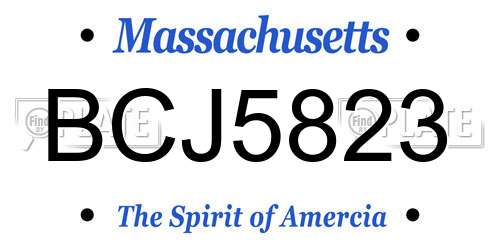 BCJ5823 Massachusetts License Plate