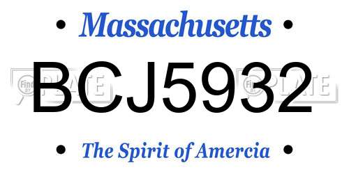 BCJ5932 Massachusetts License Plate