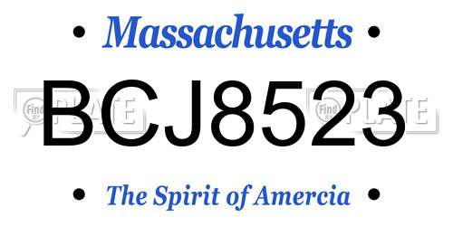 BCJ8523 Massachusetts License Plate