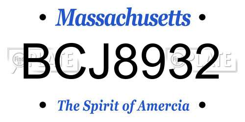 BCJ8932 Massachusetts License Plate