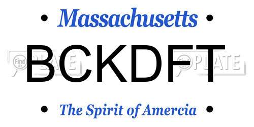 BCKDFT Massachusetts License Plate