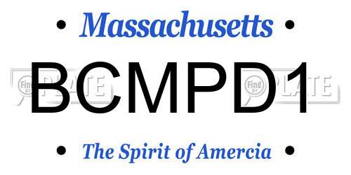 BCMPD1 Massachusetts License Plate