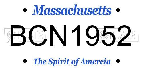 BCN1952 Massachusetts License Plate